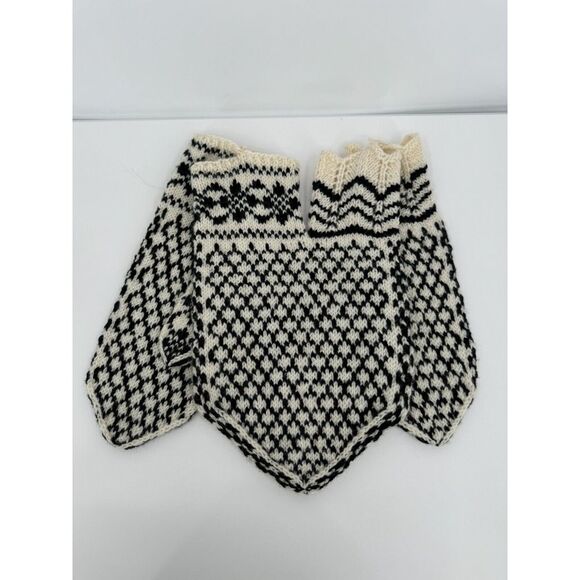 Selbu Vintage Norwegian Couple Mittens Medium/Large Black Ivory Nordic Wool CUTE - Picture 5 of 6